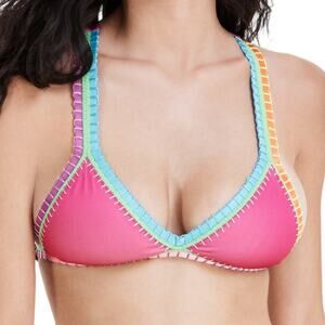 Ferrarini By PilyQ Junior’s Crochet Trim Triangle Swimsuit Top Pink Size L